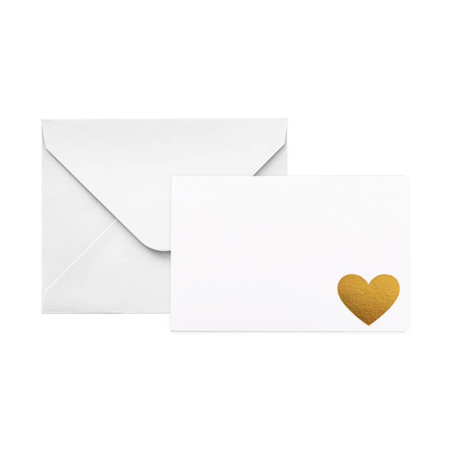 Gold Foil Card & Envelope Mini Heart Pack 25 (10x6.5Hcm)