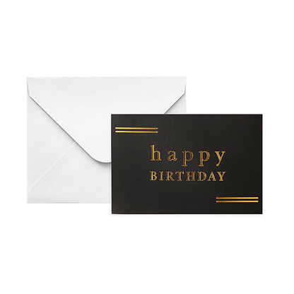 Gold Foil Black Card & Envelope Birthday Pack 25 (10x6.5Hcm)
