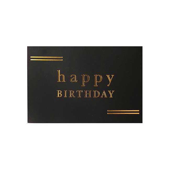 Gold Foil Black Card & Envelope Birthday Pack 25 (10x6.5Hcm)