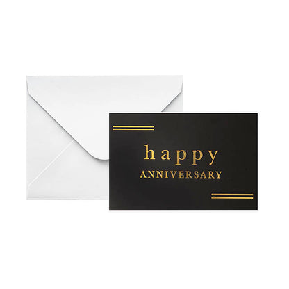 Gold Foil Black Card & Envelope Anniversary Pk25 (10x6.5Hcm)