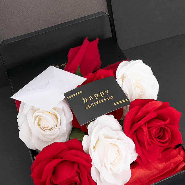 Gold Foil Black Card & Envelope Anniversary Pk25 (10x6.5Hcm)