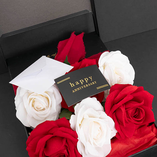 Gold Foil Black Card & Envelope Anniversary Pk25 (10x6.5Hcm)