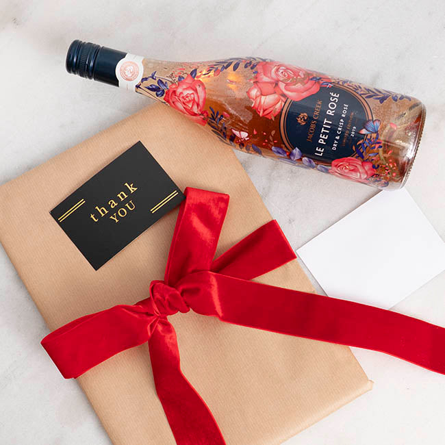 Gold Foil Black Card & Envelope Thank You Pk25 (10x6.5Hcm)