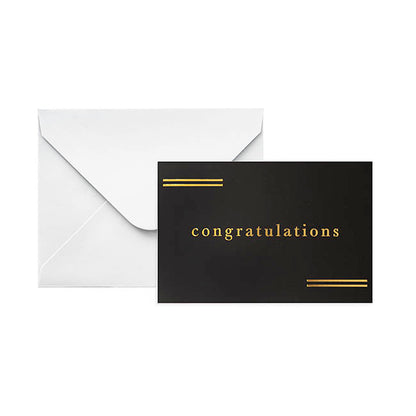 Gold Foil Black Card & Envelope Congrats Pk25 (10x6.5Hcm)