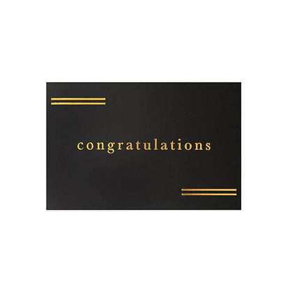Gold Foil Black Card & Envelope Congrats Pk25 (10x6.5Hcm)