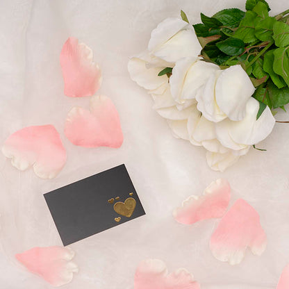 Gold Foil Black Card & Envelope Hearts Pack 25(10x6.5Hcm)
