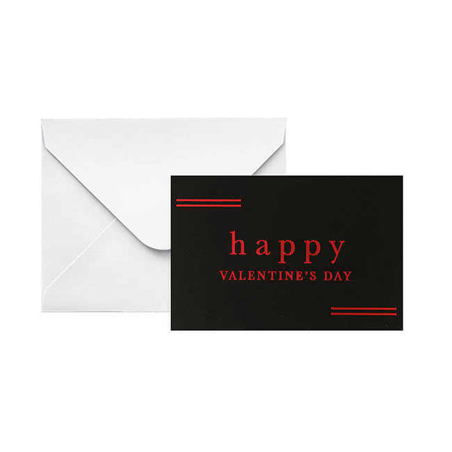 Red Foil Black Card & Envelope Valentinesday Pk25(10x6.5Hcm)