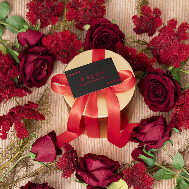 Red Foil Black Card & Envelope Valentinesday Pk25(10x6.5Hcm)