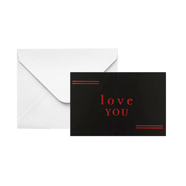 Red Foil Black Card & Envelope Love You Pack 25(10x6.5Hcm)