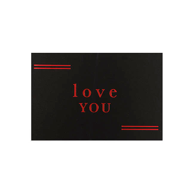 Red Foil Black Card & Envelope Love You Pack 25(10x6.5Hcm)