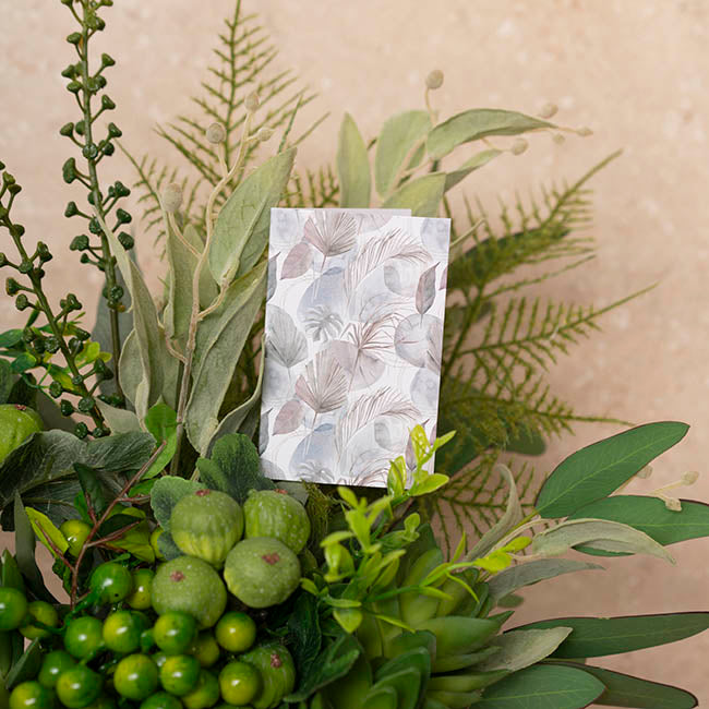 Classic Gift Card & Envelope Neutral Leaves Pk25(6.5x10cmH)