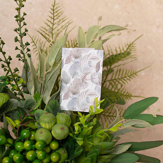 Classic Gift Card & Envelope Neutral Leaves Pk25(6.5x10cmH)