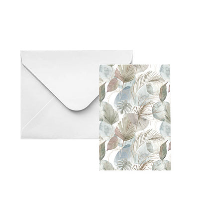 Classic Gift Card & Envelope Neutral Leaves Pk25(6.5x10cmH)