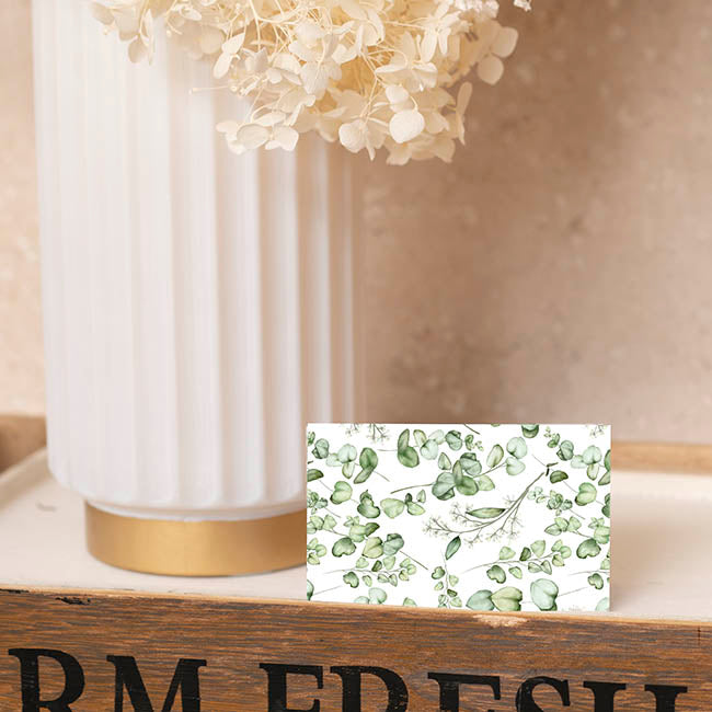 Classic Gift Card & Envelope Eucalyptus Pk25 (6.5x10cmH)