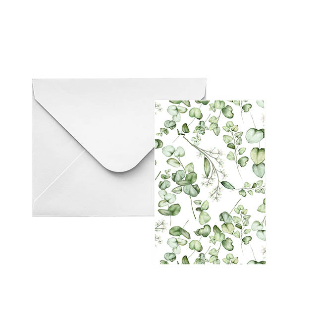Classic Gift Card & Envelope Eucalyptus Pk25 (6.5x10cmH)