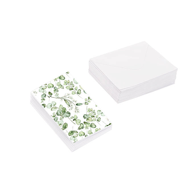 Classic Gift Card & Envelope Eucalyptus Pk25 (6.5x10cmH)