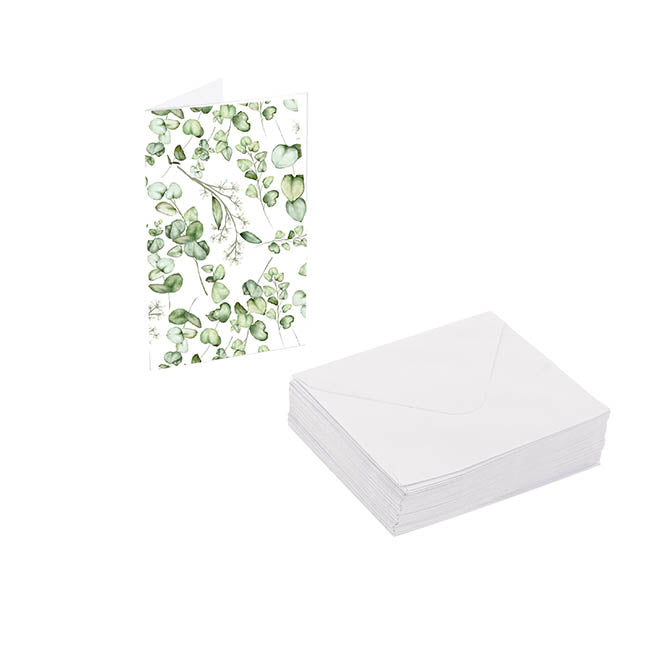 Classic Gift Card & Envelope Eucalyptus Pk25 (6.5x10cmH)