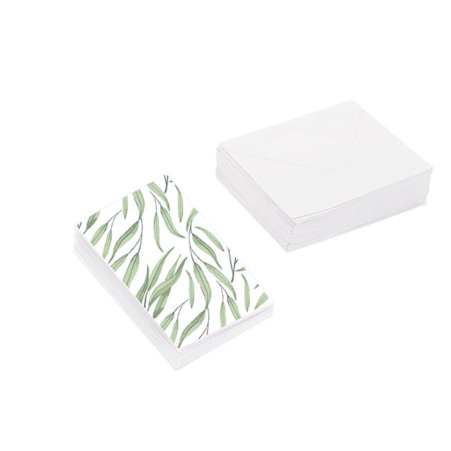 Classic Gift Card & Envelope Gum Leaves Pk25 (6.5x10cmH)