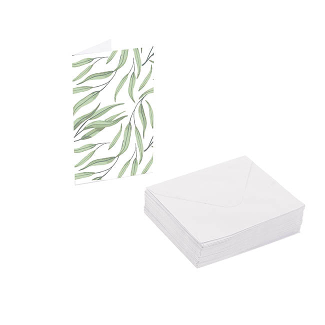 Classic Gift Card & Envelope Gum Leaves Pk25 (6.5x10cmH)