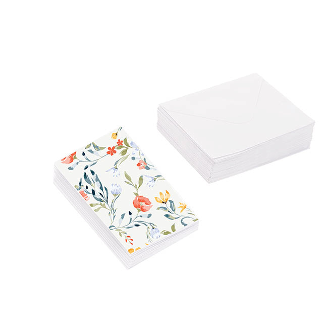 Classic Gift Card & Envelope Elegant Blooms Pk25(6.5x10cmH)