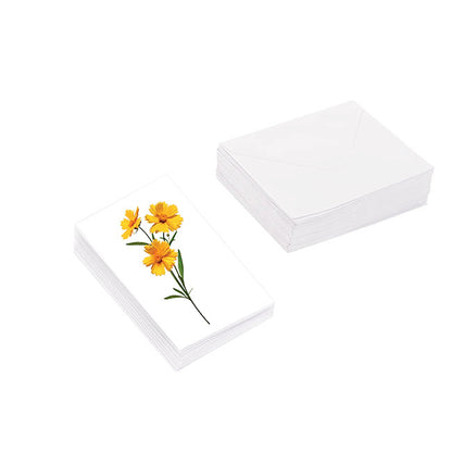 Classic Gift Card & Envelope Yellow Bloom Pk25 (6.5x10cmH)