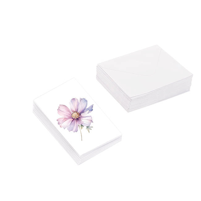 Classic Gift Card & Envelope Lilac Flower Pk25 (6.5x10cmH)