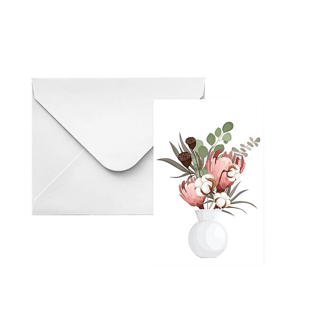Classic Gift Card & Envelope Natives Vase Pk25 (6.5x10cmH)