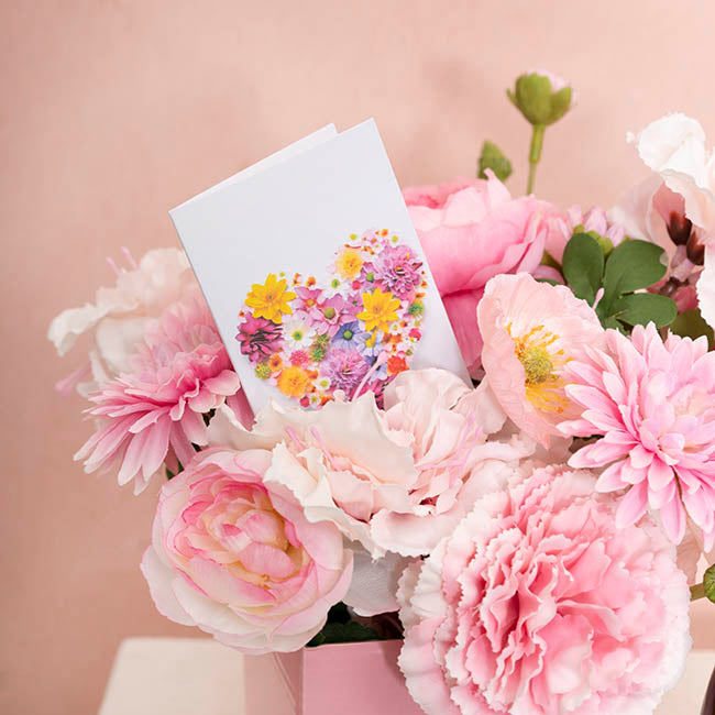 Classic Gift Card & Envelope Heart Blooms Pk25 (6.5x10cmH)