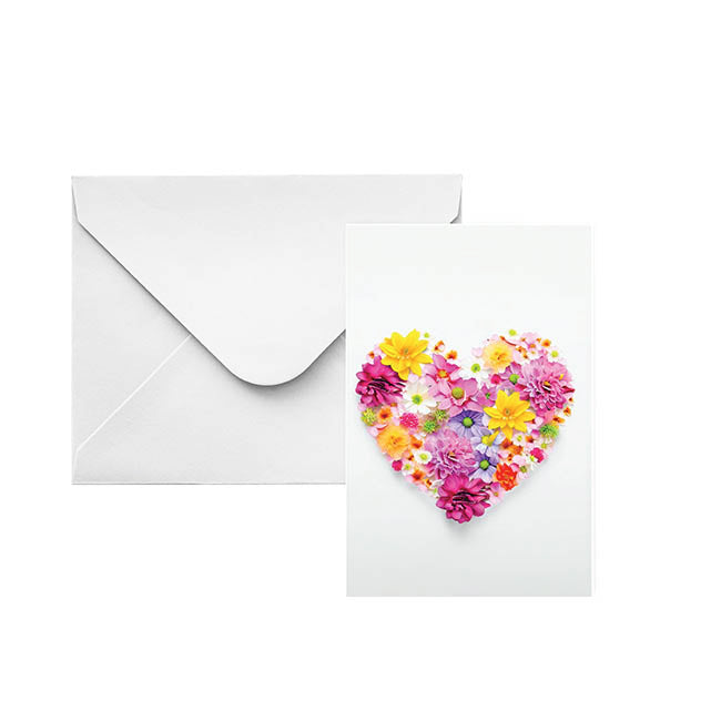 Classic Gift Card & Envelope Heart Blooms Pk25 (6.5x10cmH)