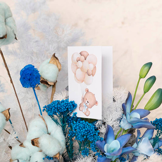 Classic Gift Card & Envelope Balloon Bear Pk25 (6.5x10cmH)