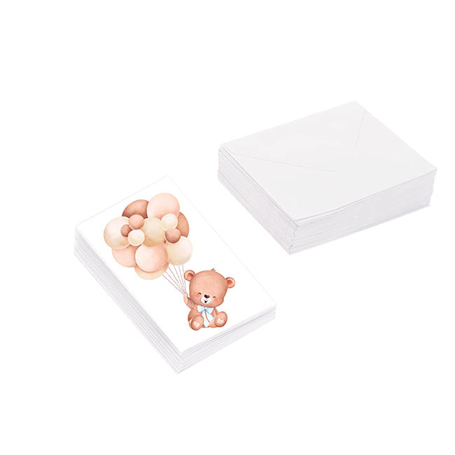 Classic Gift Card & Envelope Balloon Bear Pk25 (6.5x10cmH)