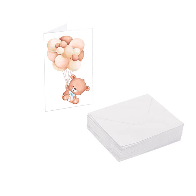 Classic Gift Card & Envelope Balloon Bear Pk25 (6.5x10cmH)