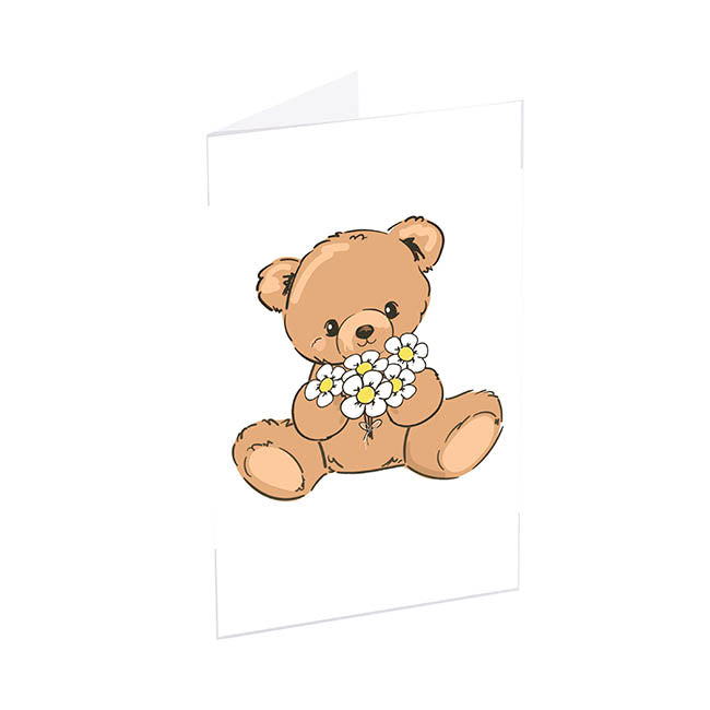 Classic Gift Card & Envelope Bear & Flowers Pk25(6.5x10cmH)