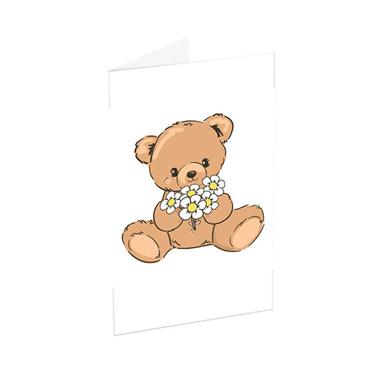 Classic Gift Card & Envelope Bear & Flowers Pk25(6.5x10cmH)