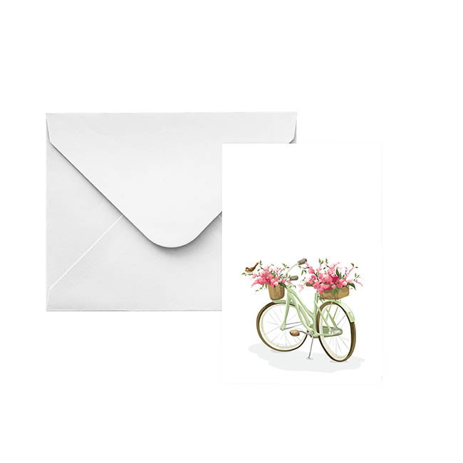 Classic Gift Card & Envelope Garden Bike Pk25 (6.5x10cmH)