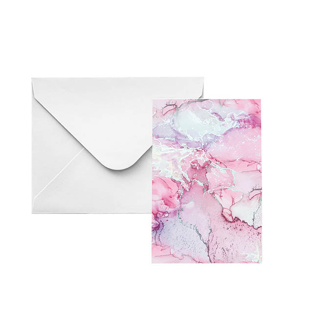 Classic Gift Card & Envelope Pink Marble Pk25 (6.5x10cmH)
