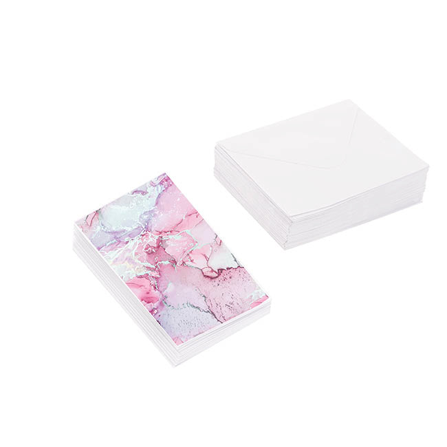 Classic Gift Card & Envelope Pink Marble Pk25 (6.5x10cmH)