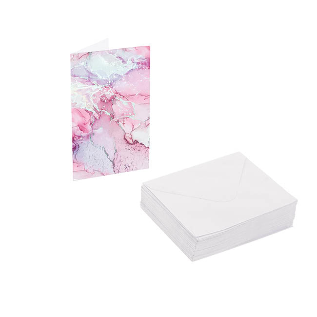 Classic Gift Card & Envelope Pink Marble Pk25 (6.5x10cmH)