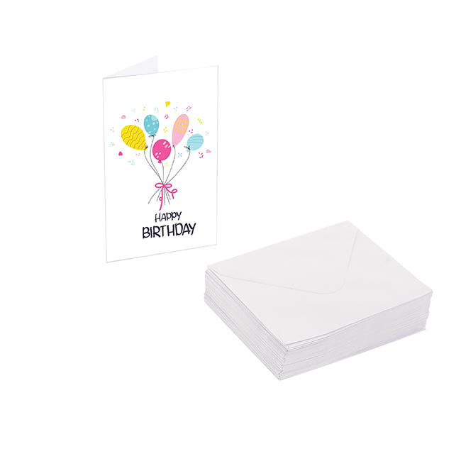 Classic Gift Card & Envelope Bday Balloons Pk25(6.5x10cmH)