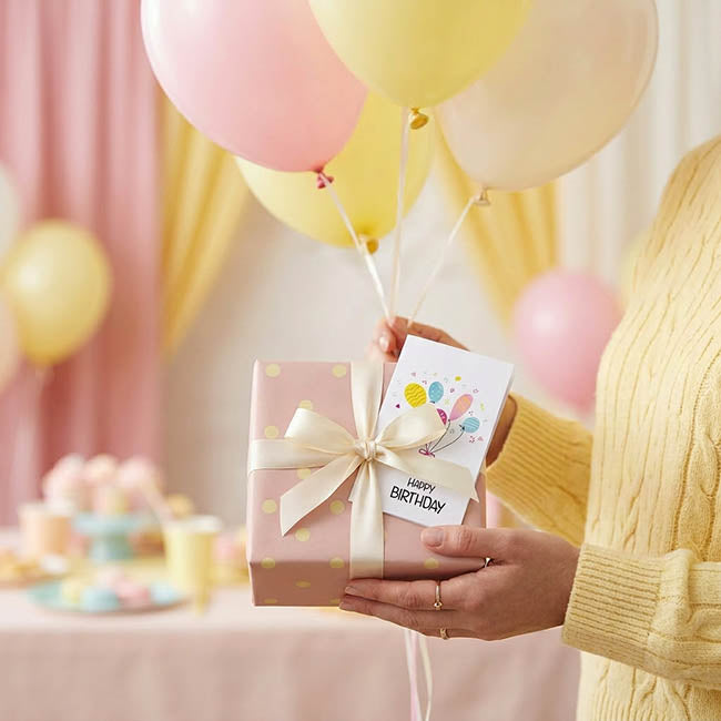 Classic Gift Card & Envelope Bday Balloons Pk25(6.5x10cmH)