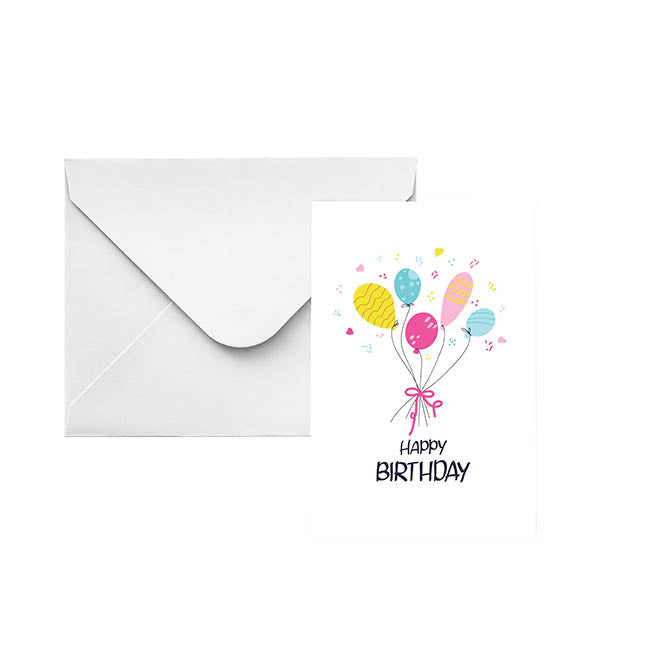 Classic Gift Card & Envelope Bday Balloons Pk25(6.5x10cmH)