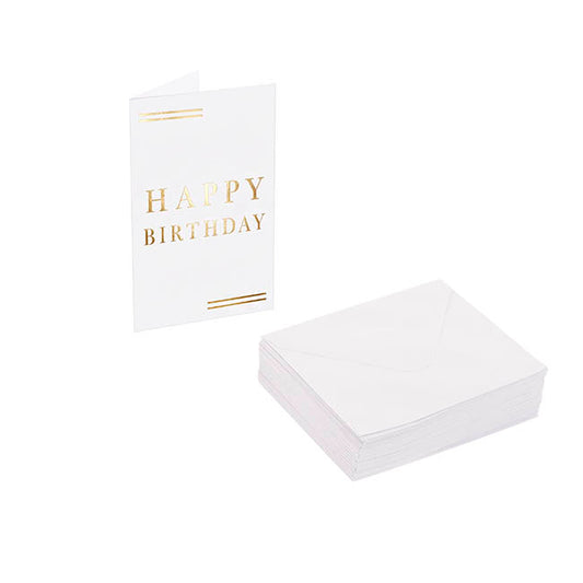 Classic Gift Card Gold Foil Happy Birthday Pk25 (6.5x10cmH)