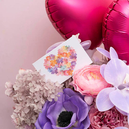 Artisan Gift Card & Envelope Flower Heart Pk25 (10x6.5cmH)