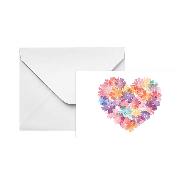 Artisan Gift Card & Envelope Flower Heart Pk25 (10x6.5cmH)