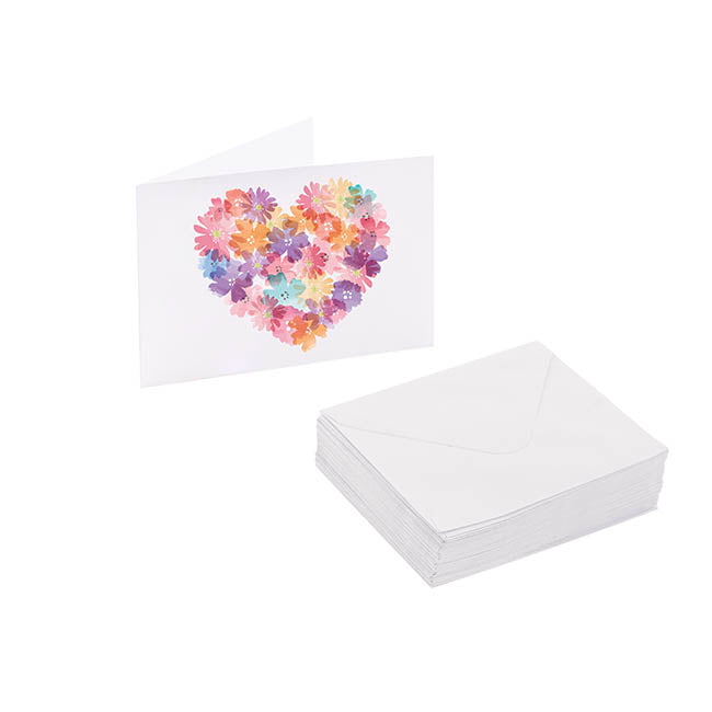 Artisan Gift Card & Envelope Flower Heart Pk25 (10x6.5cmH)