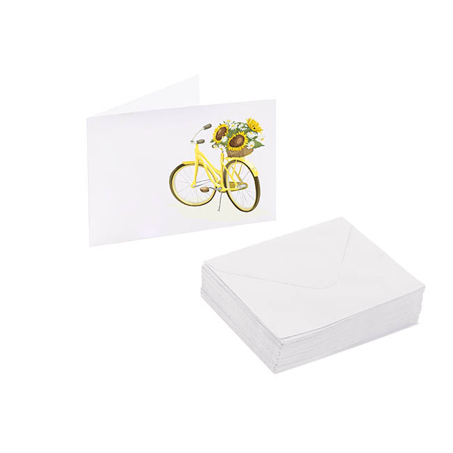 Artisan Gift Card & Envelope Yellow Bike Pk25 (10x6.5cmH)