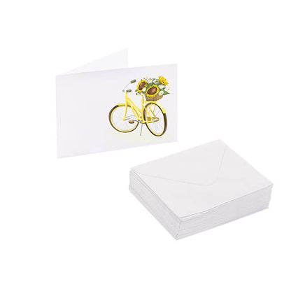Artisan Gift Card & Envelope Yellow Bike Pk25 (10x6.5cmH)
