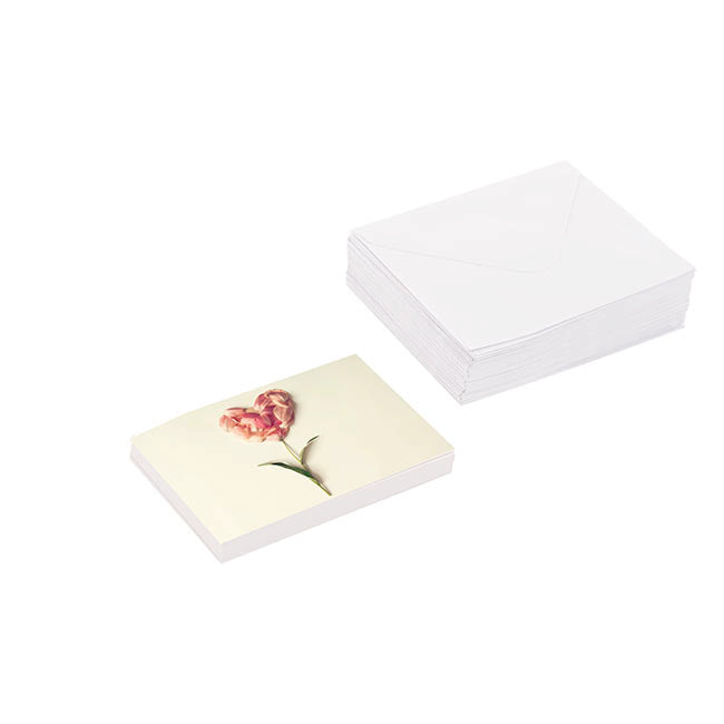 Artisan Gift Card & Envelope Heart Flower Pk25 (10x6.5cmH)