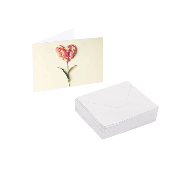 Artisan Gift Card & Envelope Heart Flower Pk25 (10x6.5cmH)