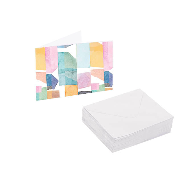 Artisan Gift Card & Envelope Geo Colour Pk25 (10x6.5cmH)